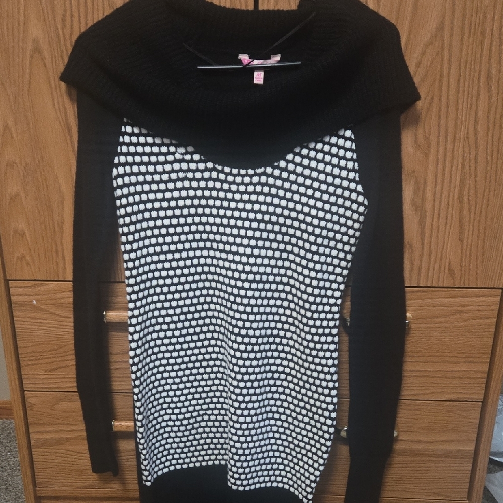 Candie's Black and White Cowl Neck Sweater